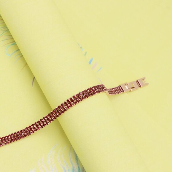 "Elegant Rose Gold Bracelet with Ruby Red Stones, XPBL1021 - Picture 8 of 11